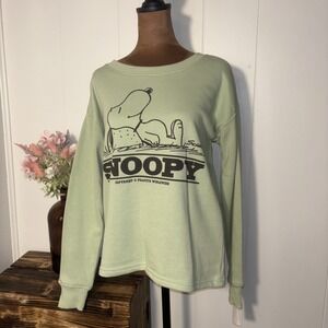 Peanuts Snoopy Women's Sweatshirt Light Green,  Sz Small New Cozy